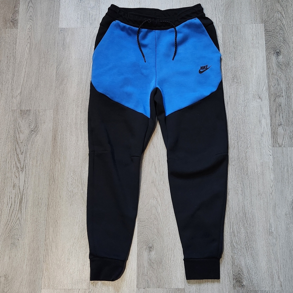 Nike Tech Fleece Pants Men Small Black Blue Joggers Zip Pocket CU4495-017